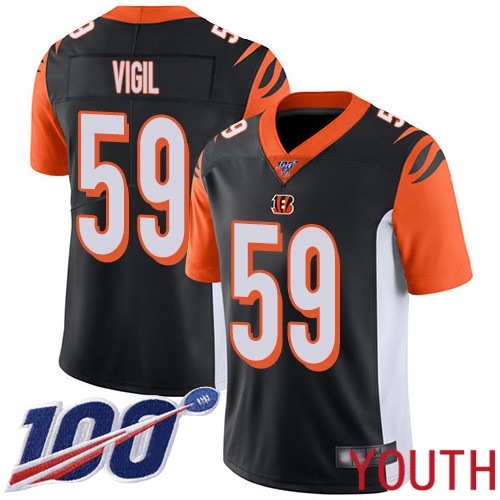 Cincinnati Bengals Limited Black Youth Nick Vigil Home Jersey NFL Footballl 59 100th Season Vapor Untouchable